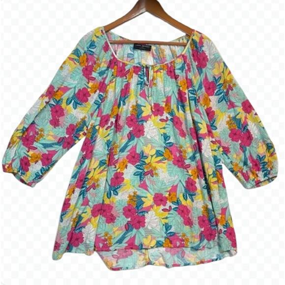 Lane Bryant Floral Print Lightweight Tunic Top Blouse Women's Plus -‎ Size 14/16 - Picture 1 of 6